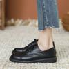 Fashion Women Solid Color Artificial Leather Square Heels Lace Up Round Toe Leisure Shoes Women Shoes Flip Flops