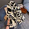Korean Version of New Camellia Fashionable Thickened Imitation Cashmere Scarf, New Shawl for Women To Keep Warm In Winter