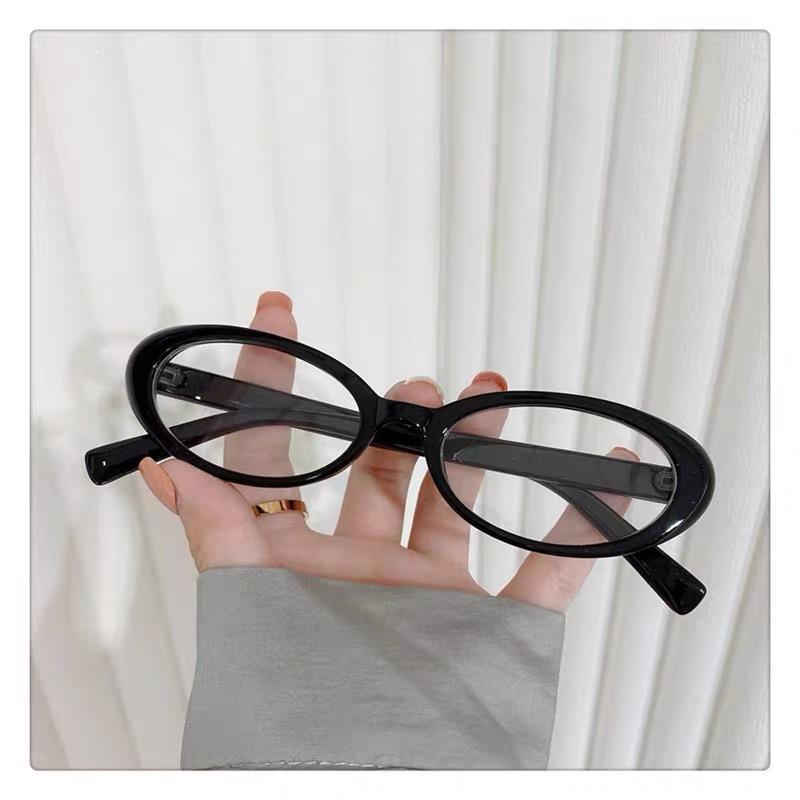 Stylish and Simple Women Retro High Sense Small Oval Glasses Anti-blue Light
