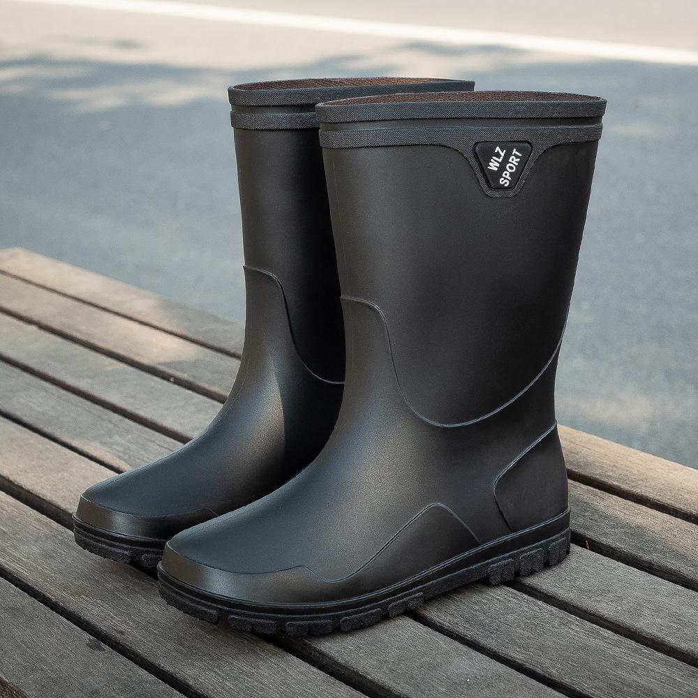 Fashion bundle short rain shoes men's medium water boots high rain boots men's new non-slip waterproof long rubber shoes men