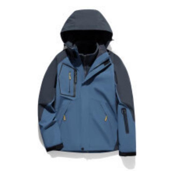 Outdoor Mountaineering Jacket Men's Three-in-one Detachable Autumn and Winter Velvet Thickened Jacket Couple Style Jacket Men's Clothing
