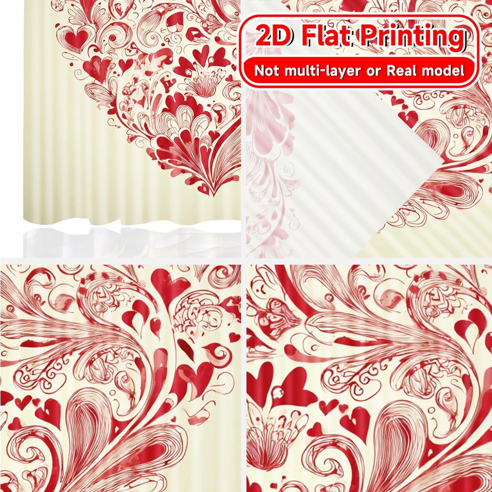2D Flat Printing,2pcs Heart Whirlwind Pattern Chic Curtains Durable 100% Polyester Fabric Curtains Room Decor Decorative for
