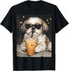 New Funny Shih Tzu Drinking Iced Coffee Dog Meme  Unisex T-Shirt
