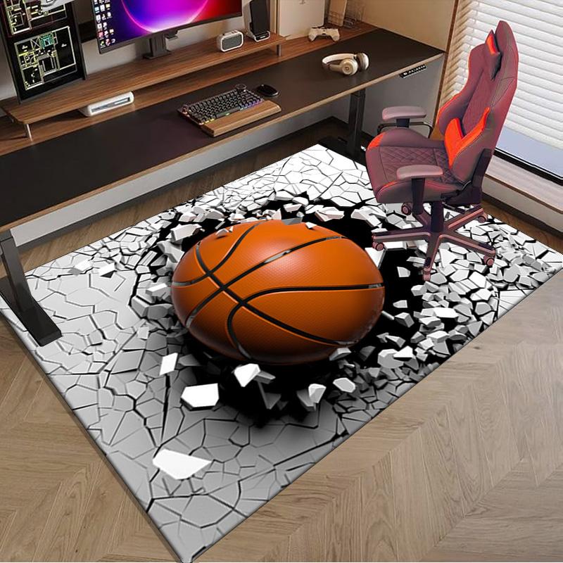 Basketball Pattern Background Carpet, Chair Rug,Rug for Office Bedroom Living Rooms, Doormat Decor Fan Gift Christmas Gift