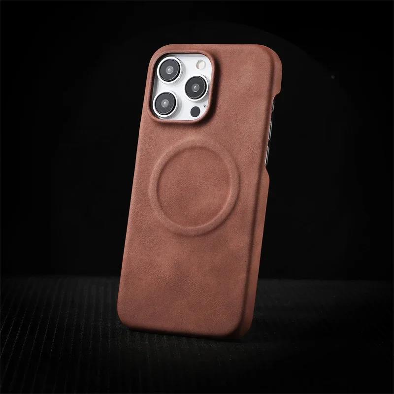Magnetic Texture Leather Shockproof Bumper Case For For Iphone 16 1 12 13 11 Pro Max 14 Plus Protection Cover Men