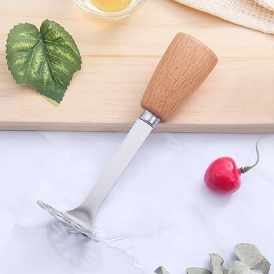 Kartoffelstampfer aus Edelstahl, Holz, langer Griff, Lebensmittelqualität, multifunktionale manuelle Karotte, Gemüse, Lebensmittel, Kartoffelstampfer, Küchenhelfer