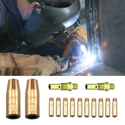 14 Adet MIG Kaynak Makinesi Aksesuarları Kiti 0.035 ''İletişim Uçları Gaz Nozulları Difüzörlerin Değiştirilmesi