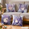 Keqing Genshin Impact Cute Cushion Cover Silky Short Plush Invisible Zipper Dustproof Sofa Pillow Case For Home Decor