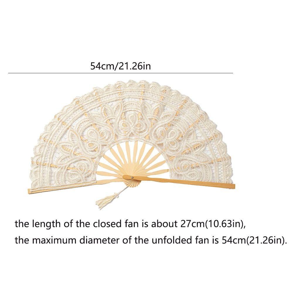 Lace Vintage Lace Hand Fan Hollow Ribs Handheld Embroidered Folding Fan Elegant Style 27cm Size Dance Handheld Fan Photo Props