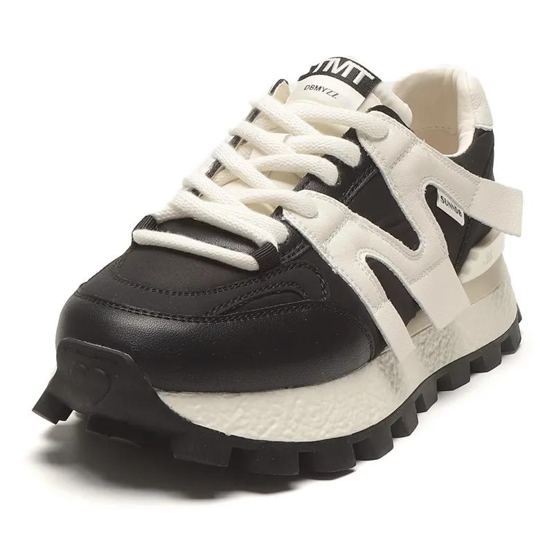 Chaussures gaufrées en cuir souple Forrest Gump chaussures haut de gamme pour femmes printemps et automne nouvelles semelles épaisses chaussures de sport polyvalentes