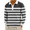 Men's Casual Striped Print Button-Up Long-Sleeve Tops