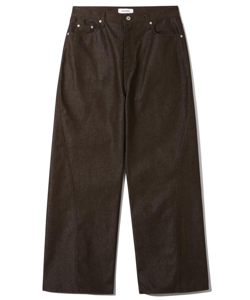 BASEMOMENT Non-Faded Curved Denim Pants Brown