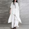 Women Retro Fashion Outfits Irregular Long Blouse and Trousers Summer Two Piece Suit Set