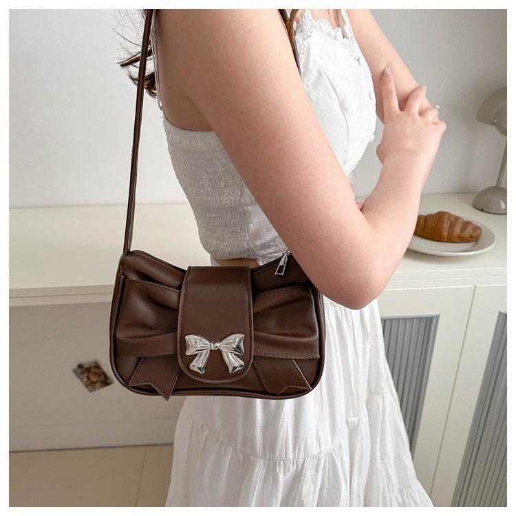 Trendy Bow Shoulder Bag for Women, Casual Underarm Bag,Daily Commuting Bags, PU Leather, Lady Banquet Bag, Business Women's Bags