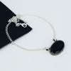 Schwarzer Onyx-Edelstein, handgefertigte Halskette aus 925er Sterlingsilber, natürlicher schwarzer Onyx, handgefertigter Schmuck, Halskette für Frauen, Halskette für Sie