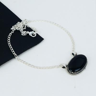 Onix negru Gemstone lucrat manual 925 Colier din argint Sterling Onix negru natural Bijuterii lucrate manual Colier pentru femei Colier pentru ea