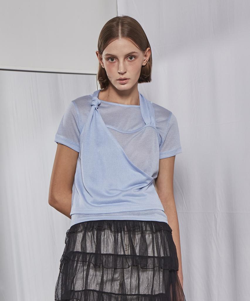 Pabeleupinggeo Layered Strap T-Shirt (Blue)