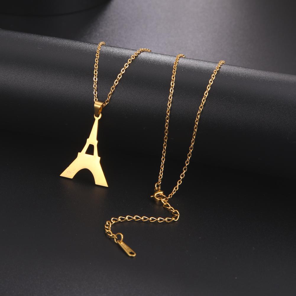 Cazador New France Paris Eiffel Tower Gold Color Pendant Necklaces for Women Stainless Steel Chain On the Neck Jewelry Wholesale