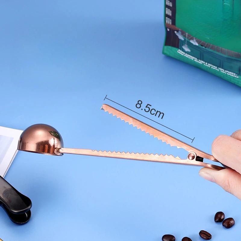 Multifunction Spoons for Coffee Measuring Spoon Stainless Steel Coffee Bar Accessories With Clip Food Sealing Clip Barista Tools