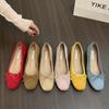Ballerines compensées françaises en daim, chaussures pour femmes 2025, nouvelles chaussures de soirée rouges à nœud printemps-automne