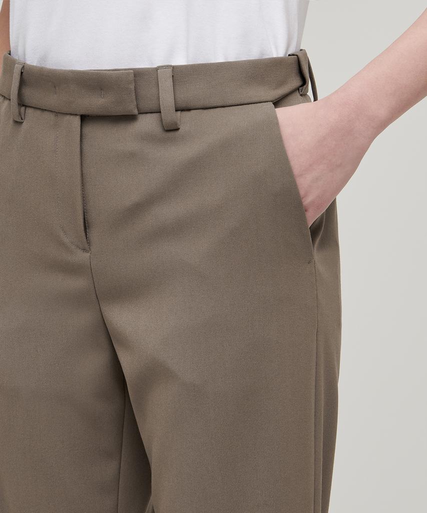 MUSINSA STANDARD WOMAN Women'S Slim Straight Hidden Elastic Waist Slacks [Dusty Beige]