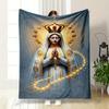 Our Lady of Lourdes Rosary Crown Throw Blanket  Printed Blanket for Living Room Bed Couch Lunch Break Soft Cozy Blanket for Friend's Festival Gift