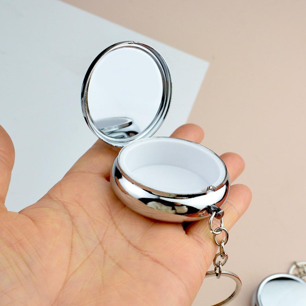 Portable Metal Tablet Box Leak-Proof Compact Pill Organizer Round Coins Case Travel