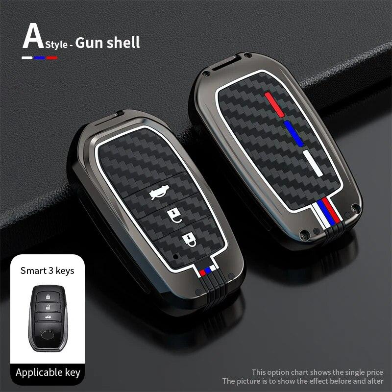 Autoschlüsselhülle aus Zinklegierung für Toyota RAV4 Highland Coralla Hilux Fortuner Land Cruiser Camry Crown Schlüsselanhänger-Zubehör