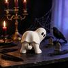 Funny Gesture Ghost Decor Halloween Figurine with Middle Finger, Cute Statue, Matte White Sculptures Spooky Resin Humor Desk for Party Home