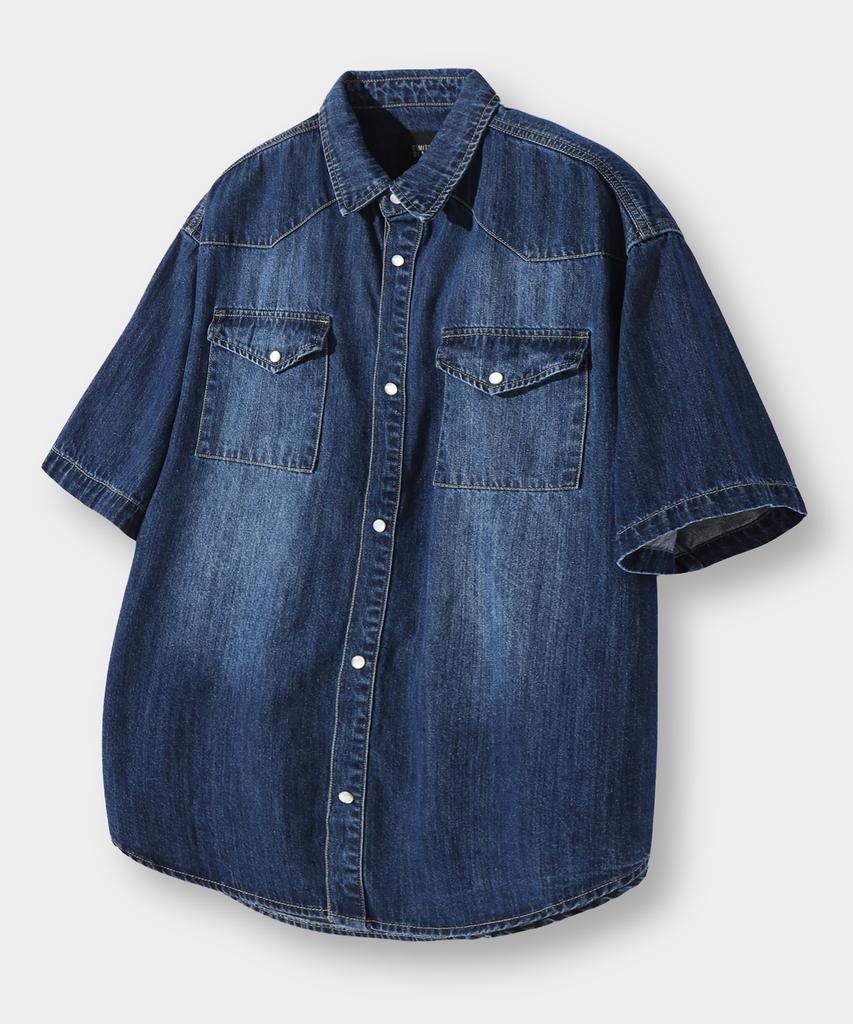 Dimiteulibeullaeg Bio Western Denim Short Sleeve Shirt_Indigo