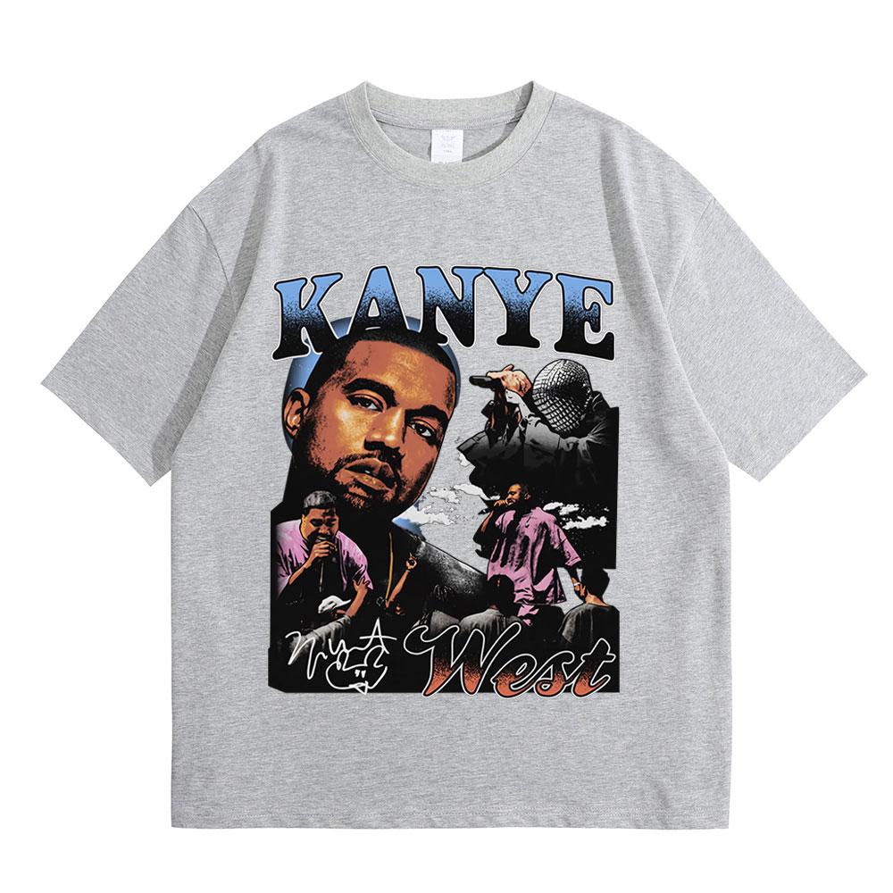 Rapper Kanye West Graphic Print T Shirt Unisexs Fashion Retro Short Sleeve Tshirt Casual 100 Cotton Tshirts Hip Hop Streetwear