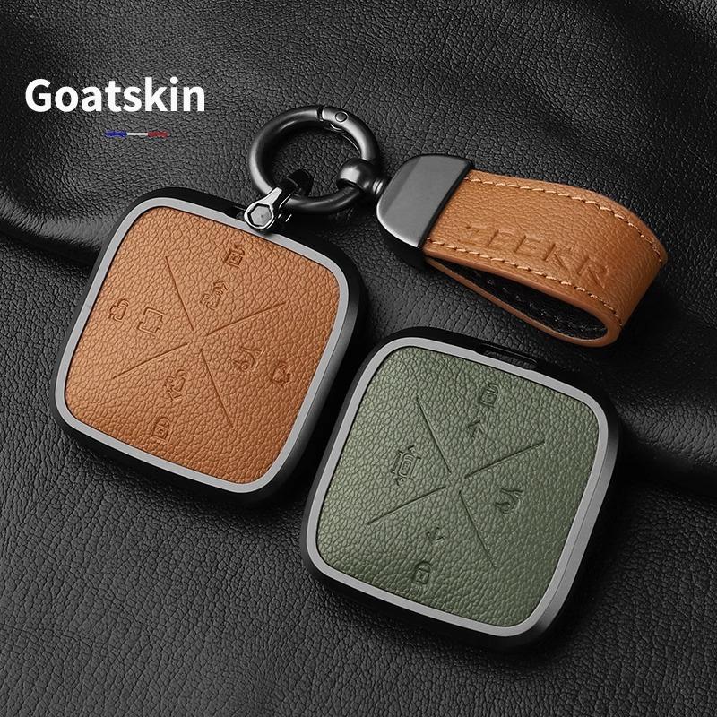For Zeekr 001 007 7X X 009 Key Case Buckle Bluetooth Card Key Case Real Goat Leather Car Accessories Car Key Cover Modification