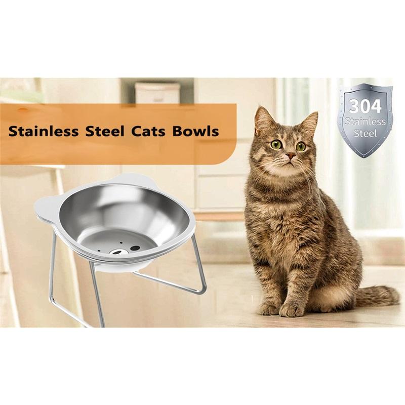 Gamelles pour chat en acier inoxydable surélevées pour soulager la fatigue des moustaches, Assiettes pour chat, Gamelles d'eau pour animaux de compagnie, Gamelles pour chatons, Gamelles pour animaux de compagnie pour chats, Gamelles pour nourriture