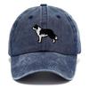Border Collie Washed Cotton Baseball Cap Vintage Embroidery Unisex Distressed Snapback Hat Casual Animal Lover Gift Daily Hat