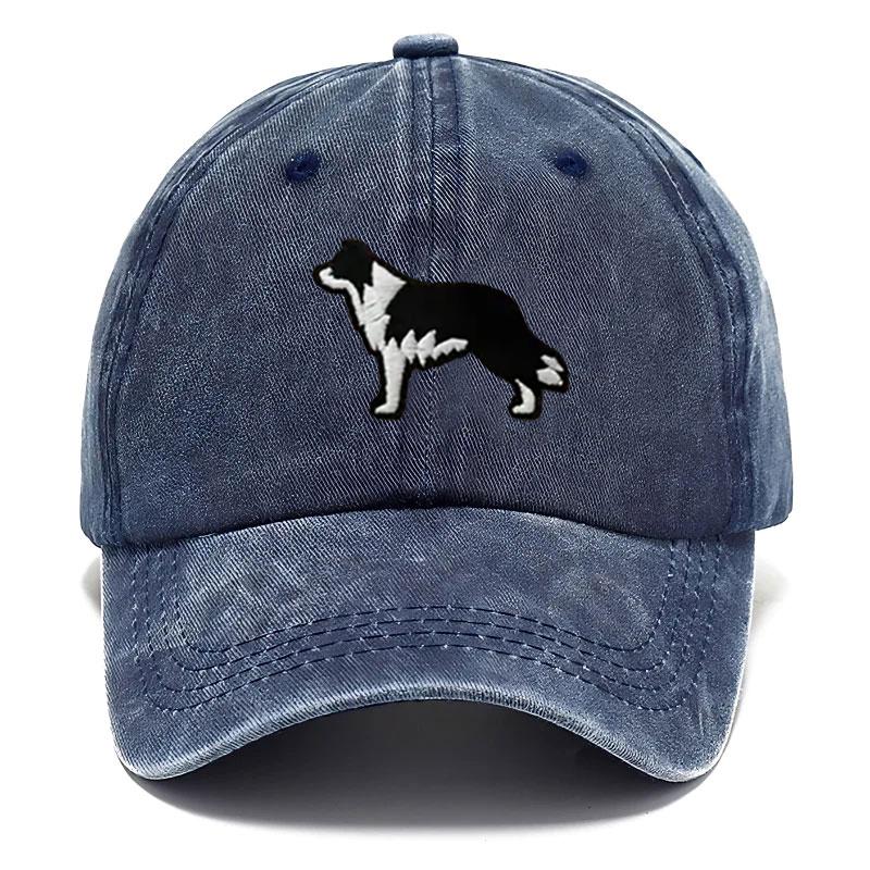 Border Collie Washed Cotton Baseball Cap Vintage Embroidery Unisex Distressed Snapback Hat Casual Animal Lover Gift Daily Hat