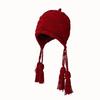 Girl Warm Ski Brand Big Tassel Warm Knit Hat Set Winter Women Wool Beanie Hat Thick Skullies Female Holiday Cap