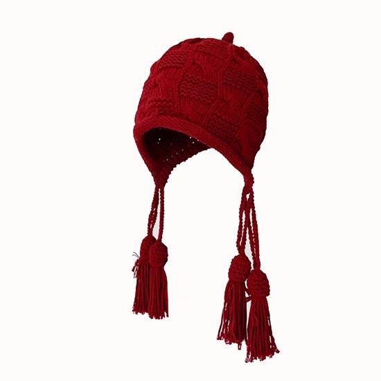 Girl Warm Ski Brand Big Tassel Warm Knit Hat Set Winter Women Wool Beanie Hat Thick Skullies Female Holiday Cap