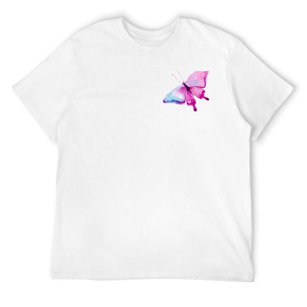 Pink Butterfly T-Shirt Custom Shirt Boys Whites Summer Clothes Oversized T Shirt Men