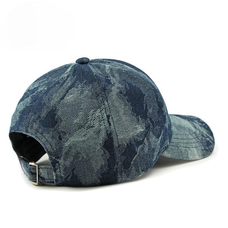 Vintage Washed Denim Baseball Cap Women Ethnic Jacquard Hard Top Hat Retro Sun Protection Peaked Cap Outdoor Casual Hat