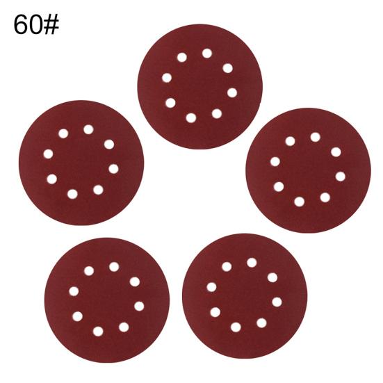 DYS TOOL SHOP 5 Stück 40-240 Körnung 125 mm rundes Polierschleifpapier 8 Löcher Schleifscheibenblätter