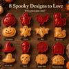 Halloween 3D Tlačítkové vykrajovátka na sušenky 8 ks Dýně Lebka Duch Netopýr Pavučina Dům Kočka Klobouk Formičky Pro DIY Sušenky Fondán Pečivo Párty Pečení Dekorace