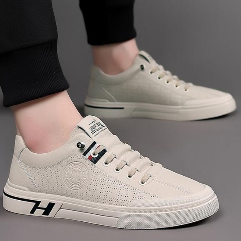 Fashion Men's Sneakers Men Breathable Mesh Surface Sports Casual Shoes Leather Flat Lace-Up Slip-on Male Vulcanized Shoes Tenis Hombres