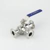 Vanne à bille sanitaire 3 voies à port L 3/4" 19mm en acier inoxydable 304 type férule Tri-Clamp 1.5" pour produit laitier de brassage maison