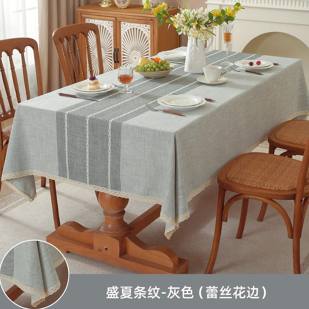 Amazon Popular Thickened Imitation Cotton And Linen Dining Table Cloth Lace Home Square Wear-Resistant Manufacturer Spot