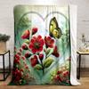 Butterfly On Red Blossoms Print Blanket Soft and Cozy Perfect for the Living Room Bed Sofa or a Nap,gift