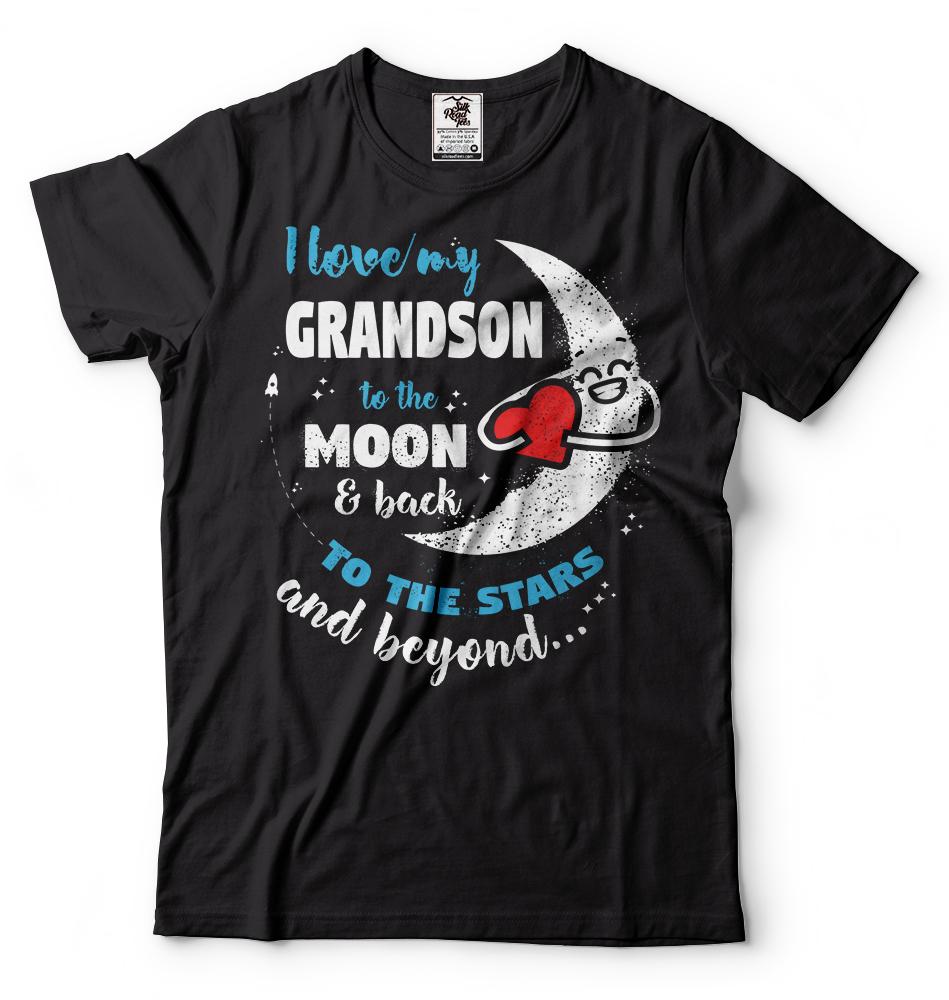 I love my Grandson T-shirt Gift for Grandpa Grandma Grandparents tee Nana Papa
