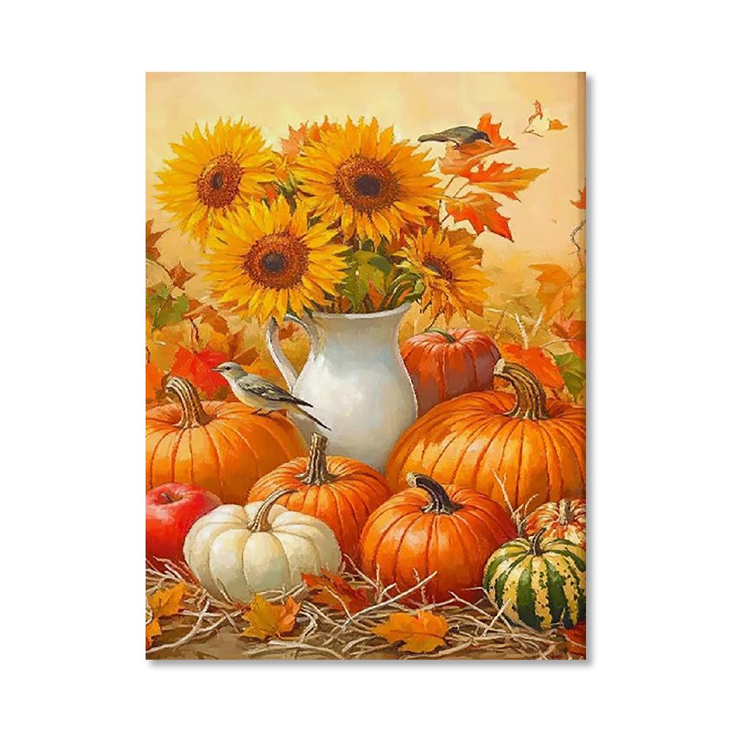 Retro Pumpkin and Rooster Canvas Prints Autumn Country Wall Art Posters for Modern Living Room Halloween Christmas Home Decor
