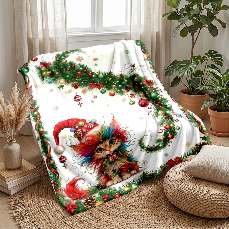 Fantasy Winged Cats Theme Blanket Lightweight Warm Flannel Blanket Decorative Throw Blanket for Home Decoration
