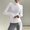 Frühling Herbst Damen Zip Fitness Kleidung Langarm Sportjacke mit Taschen Yoga Shirt Quick Dry Gym Top Sonnenschutz Sportswear Laufmäntel