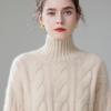 Fanzhen Women's 2024 A/W Thick Turtleneck Cashmere Blend Sweater